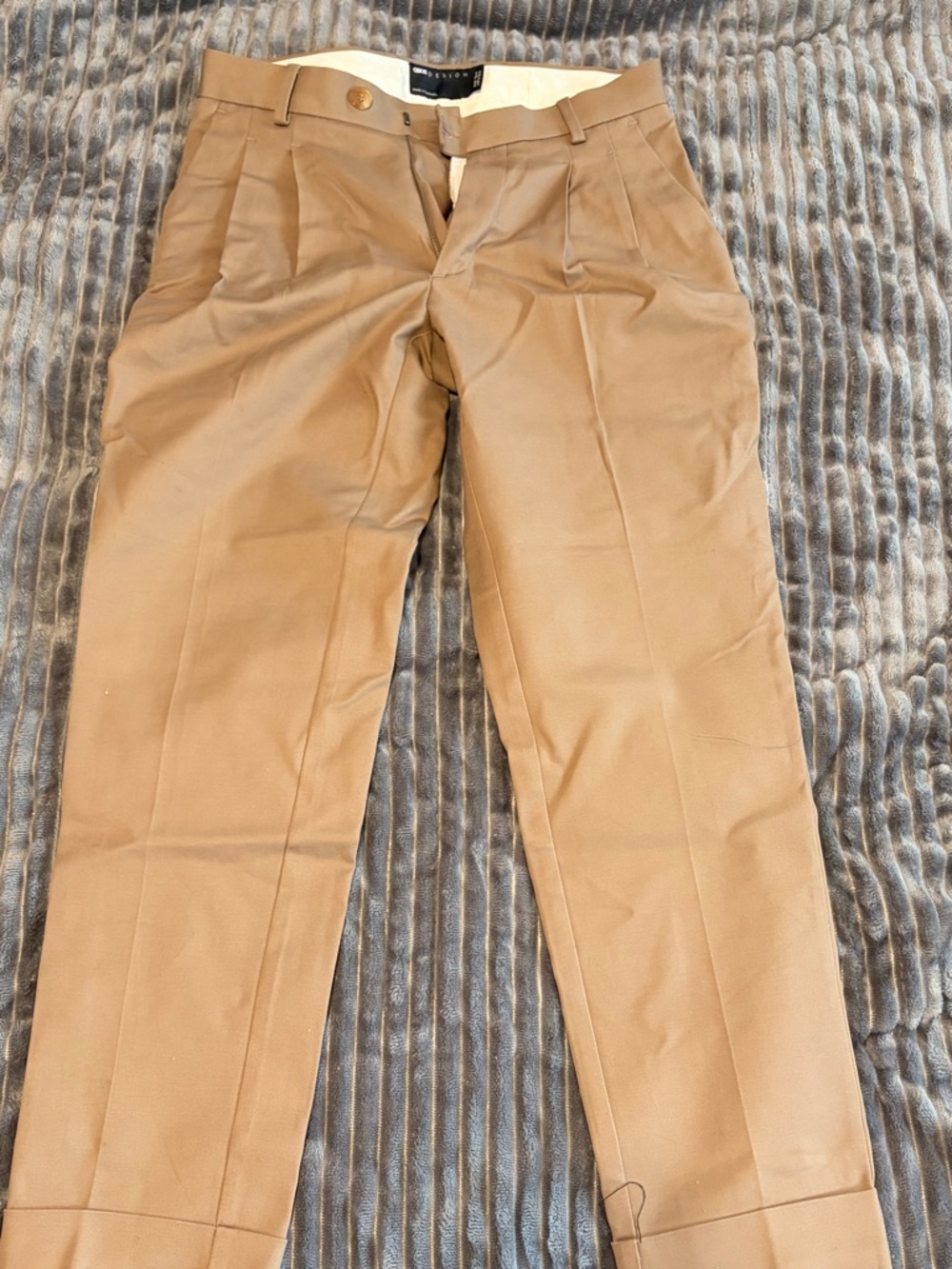 Men's Tan Dress Pants - Pleated Front